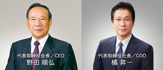 左：代表取締役会長／CEO　野田 順弘　右：代表取締役社長／COO　橘 昇一